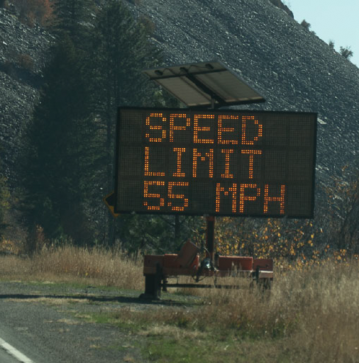 Thumbnail: Variable Message Sign, Speed limit, 55mph