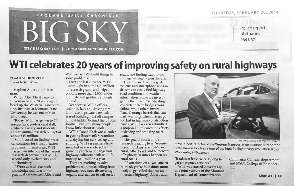 WTI 20 year anniversary article in Bozeman Daily Chronicle