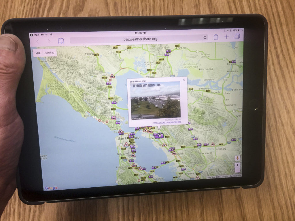Weathershare realtime traffic app displayed on tablet
