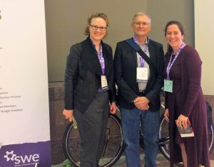Sara Dunlap (MnDOT), Dorian Grilley (BikeMN), and Natalie Villwock-Witte at the Society of Women Engineers Conference