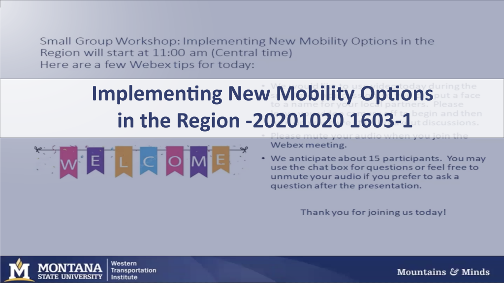 Webinar cover: Implementing New Mobility Options in the Region