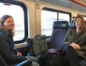 Laura Fay and Karalyn Clouser in train traveling to Maryland