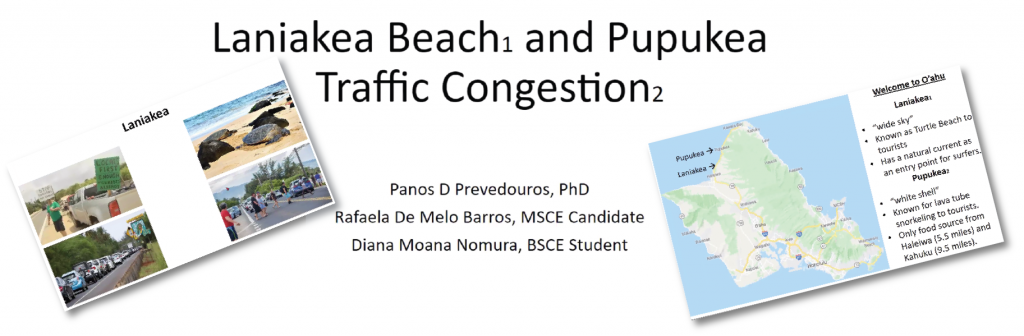 Decorative image: Presentation title "Laniakea Beach and Pupukea Traffic Congestion
