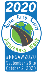 Graphic with logo and dates for Rural Road Safety Awareness Week 2020