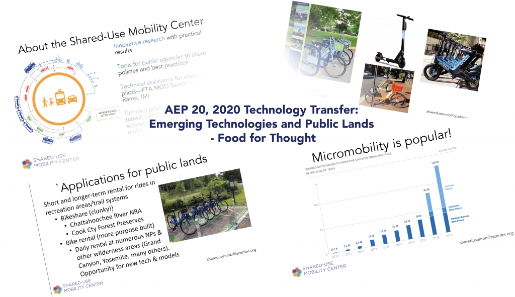Webinar AEP 20,2020 Tech Transfer. Emerging technology and public lands transportation