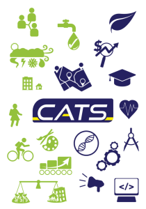 Logo for CATS student engagement program including icons of different project types