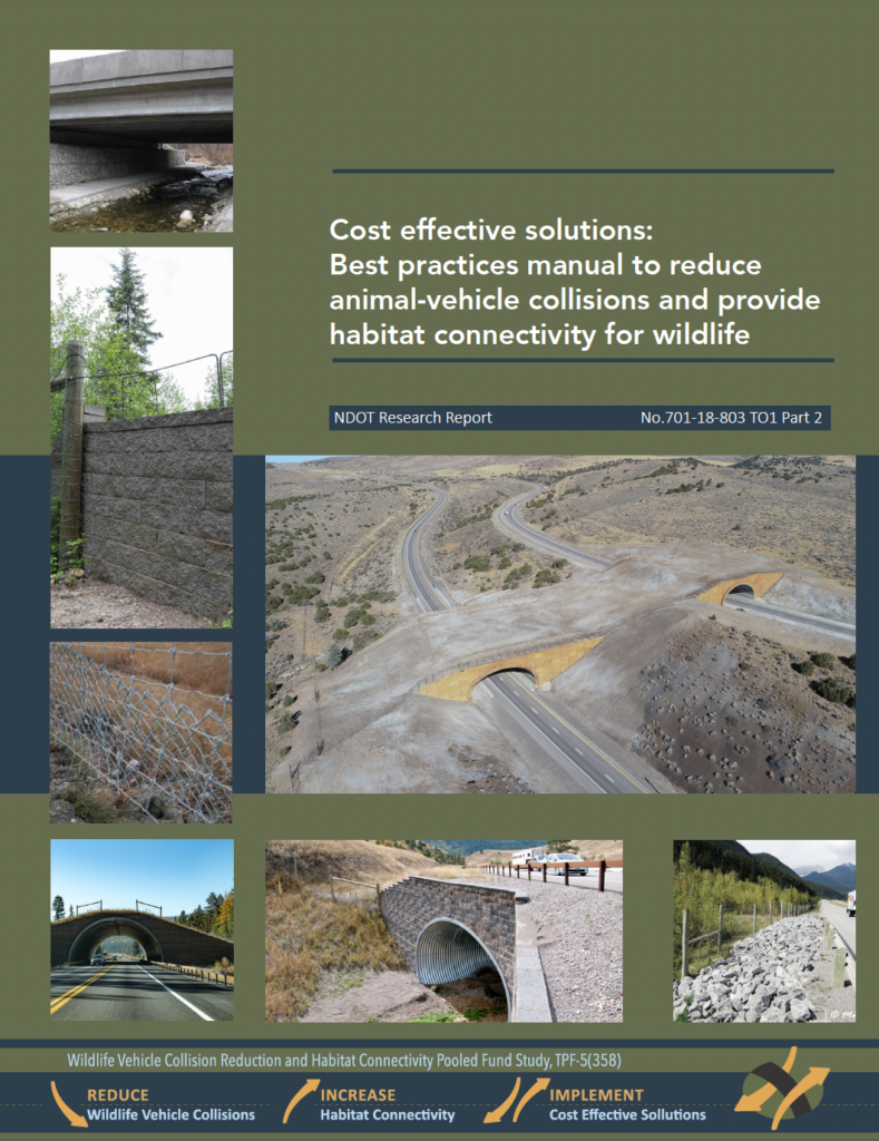 Cover, Cost effective solutions: Best Practices manual to reduce animal-vehicle collisions and provide habitat connectivity for wildlife