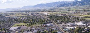 Aerial view of Bozeman, looking NorthWest along 19th st