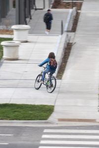 Cyclist on MSU campus